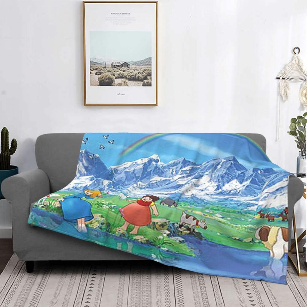 Heidi Ein Mädchen aus den Alpen Decke Fleece Ganzjahres niedlicher Cartoon Multifunktionale Weiche Kuscheldecke für Bettwäsche Schlafzimmer Bettüberwürfe