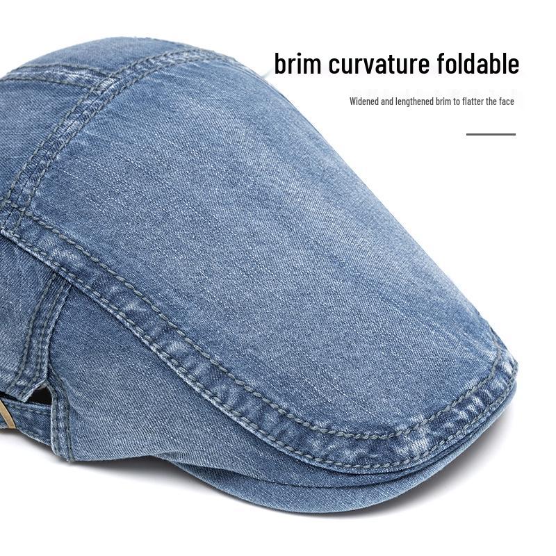 Washable Denim Duckbill Cap: Unisex Flat Cap & Newsboy Beret