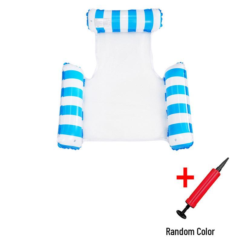 Inflatable Stripe Mesh Floating Bed - Foldable Seaside Lounger