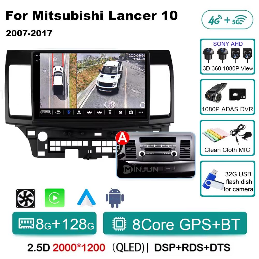 Android 14 Carplay Auto Car Radio Multimedia Player For Mitsubishi Lancer 2007-2013 Qualcomm Screen Autoradio Stereo Head Unit