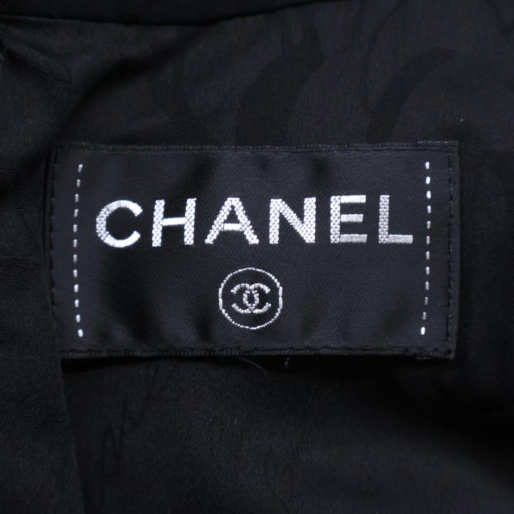 CHANEL [Good Condition] 16B P54617V37240 CC Logos Plate Front Pleated Tweed dress 34 blackUsed
