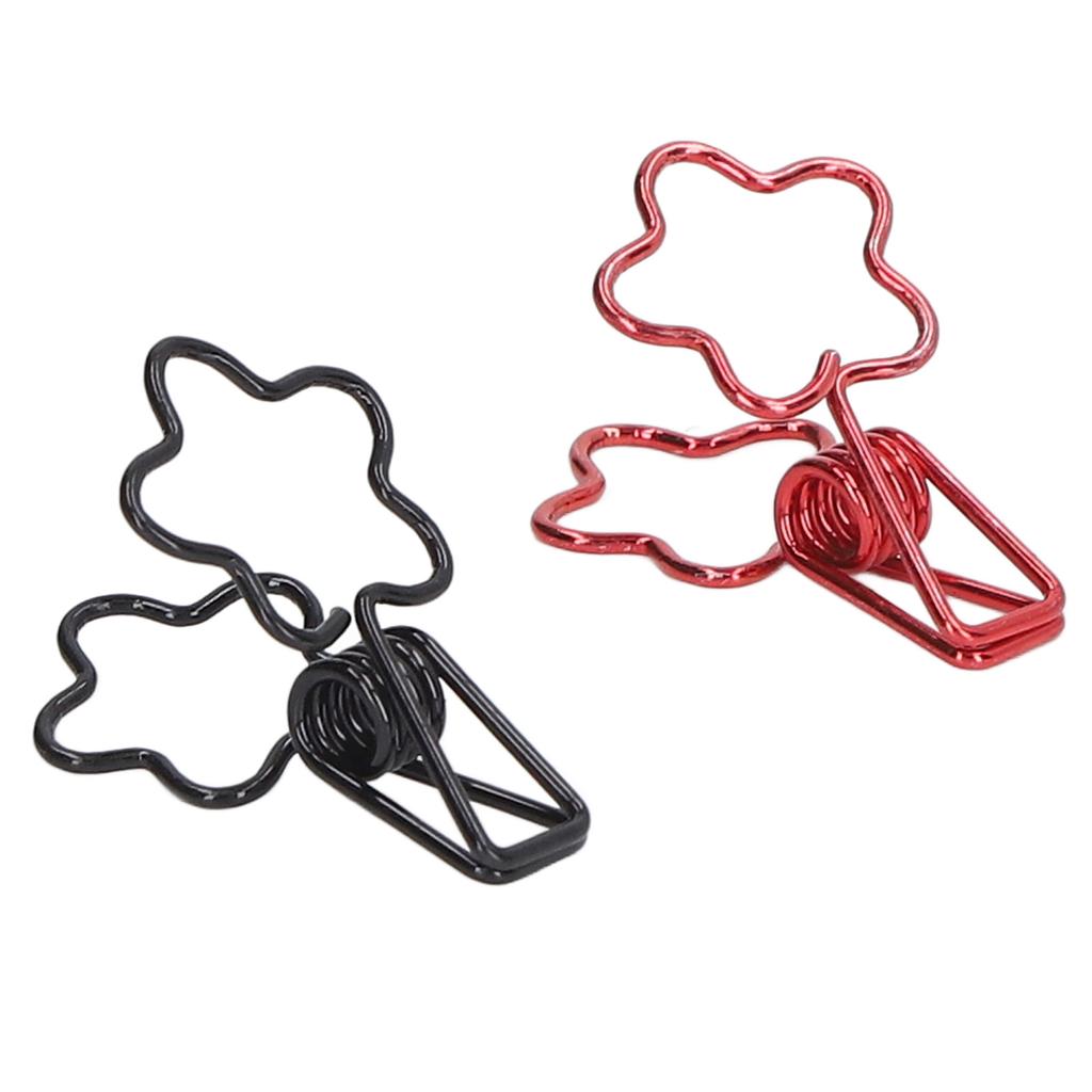 100pcs  Clips Black Red Cute Cartoon Flower Shape Metal Hollowed Long Tail Clips Office Paper