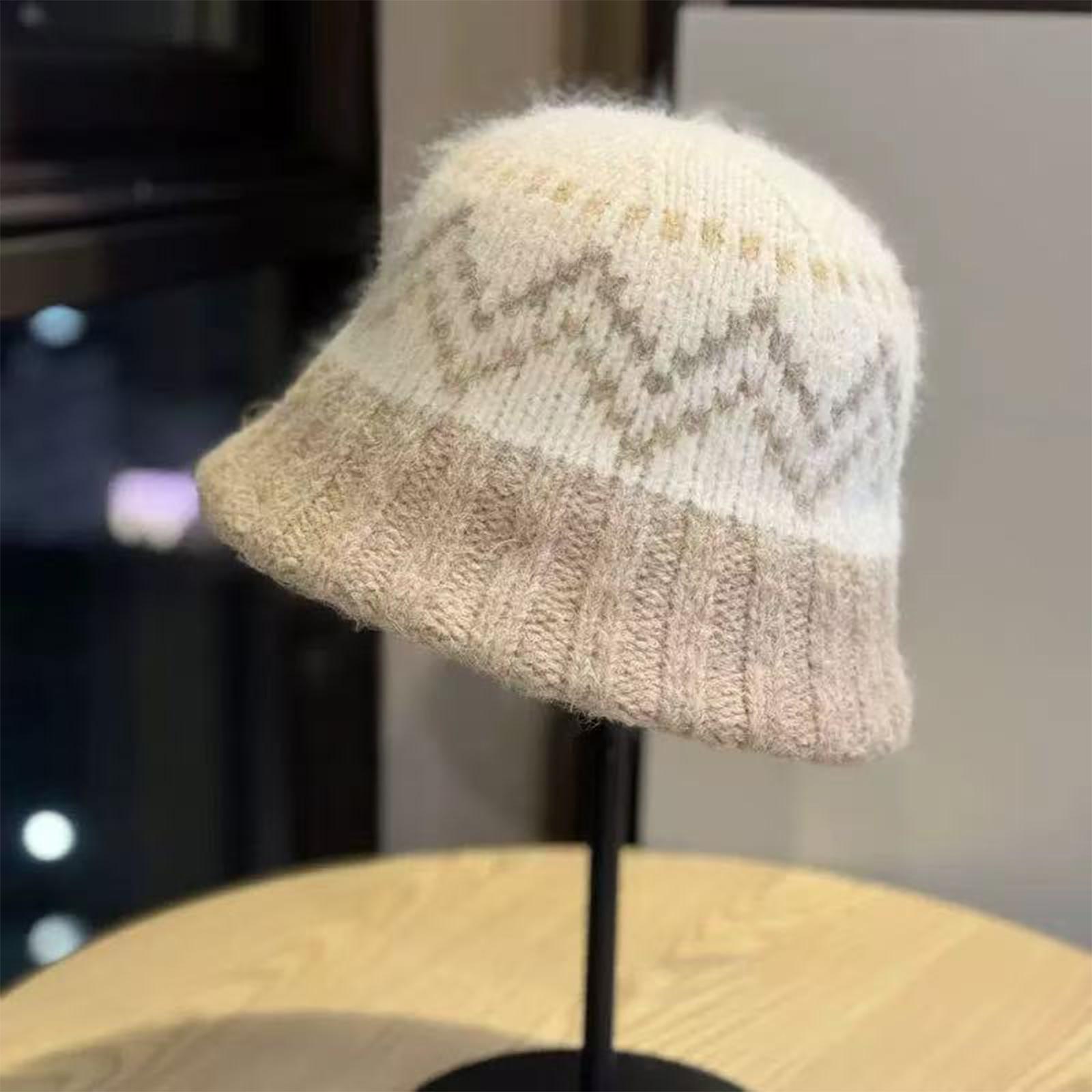 

Ladies Hat, Fisherman s Hat, Warm Woolen Hat, Atmospheric Knitted Hat, Face Enhancing Small Bucket Hat One Size хаки