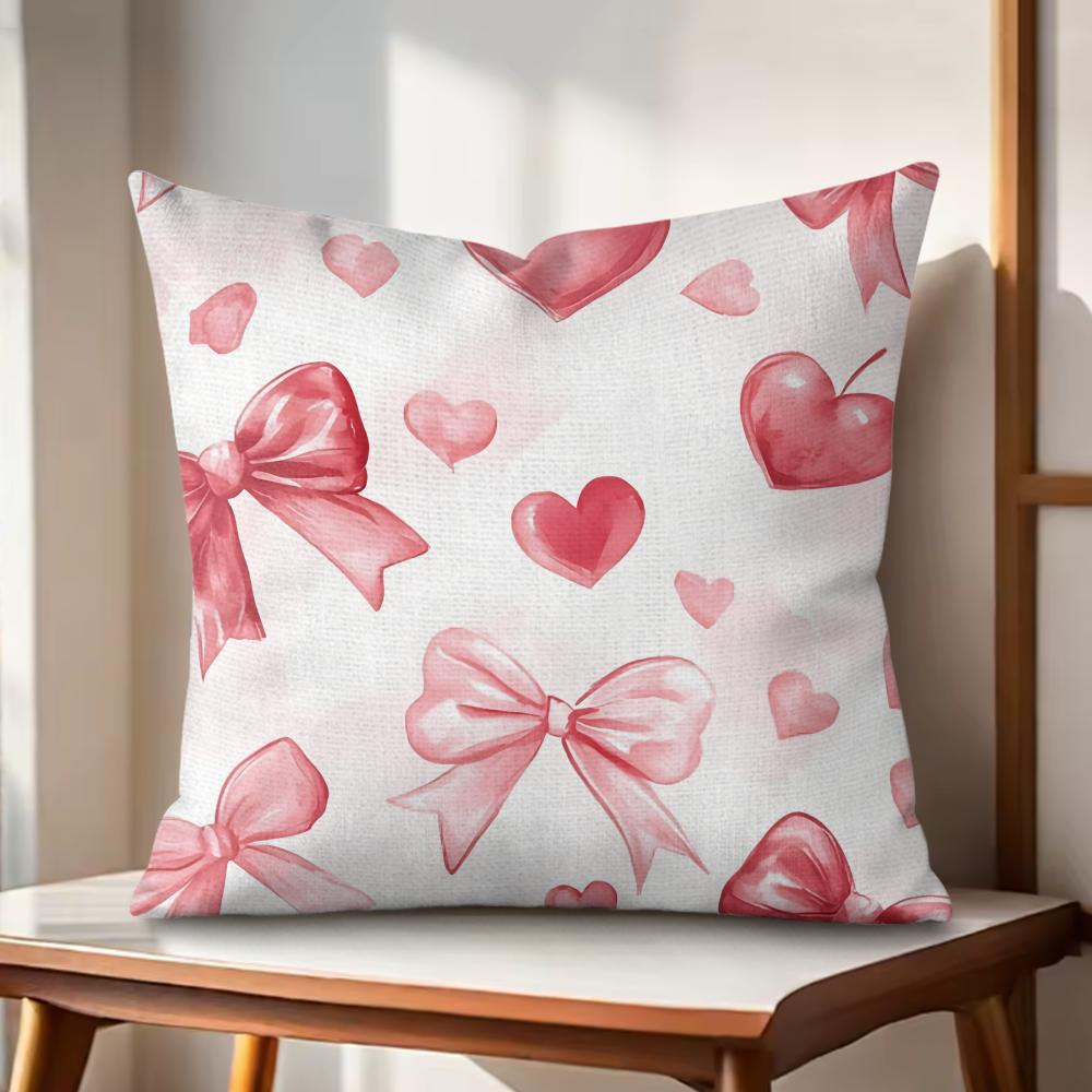 Valentines Day Cushion Cover Natural Linen Organic Fabric DoubleSided Printing Couch Pillow Covers Home Decor