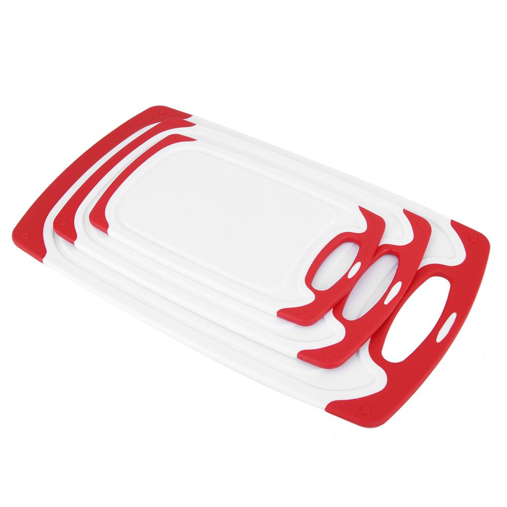 3 szt. Trwałe, antypoślizgowe deski do krojenia owoców i warzyw do użytku domowego kuchennego(Czerwony )