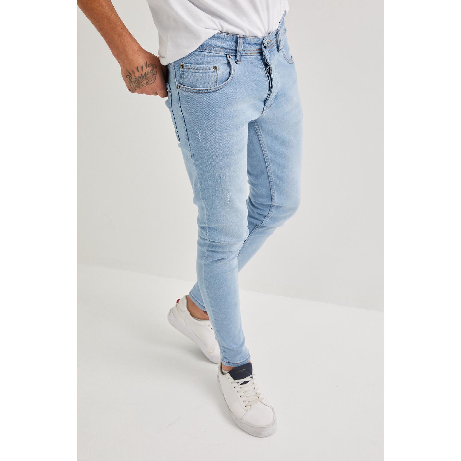 

Men s Ice Blue Slim Fit Slim Fit Lycra Jeans With Nails 29