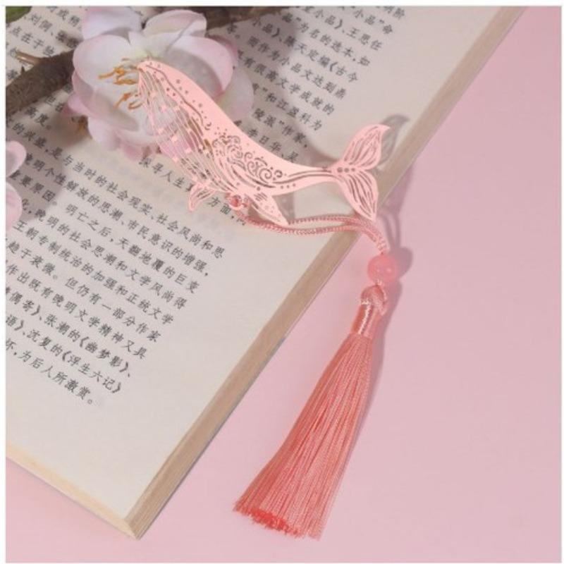 1Pc Golden Retro Art Metal Plant Vein Bookmark with Tassel Reading Book Accessories Index Tab Fringe Gift for Teachers Students