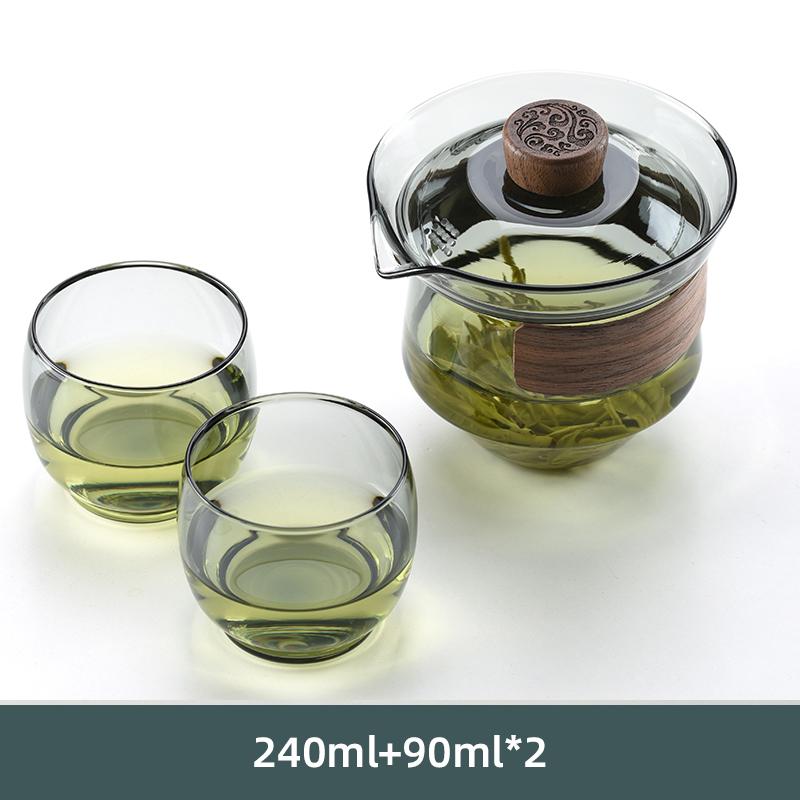 GIANXI Glass Tureen Transparent Thickening Heat Resistant Glass Teapot Cover Bowl Puer Oolong Kung Fu Tea Set Drinkware