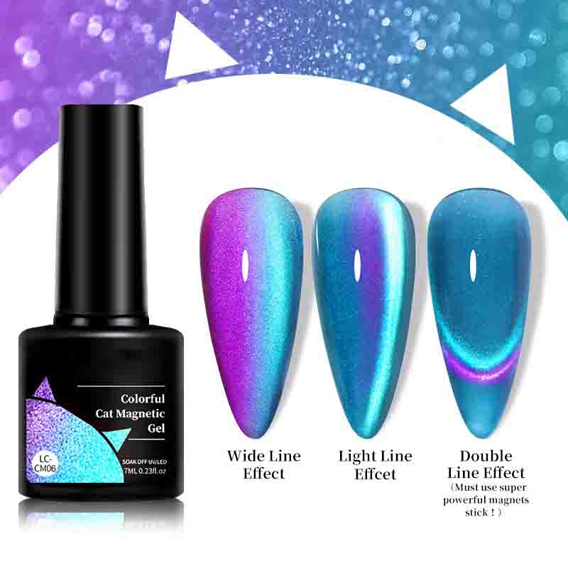Blue Cat Eye Nail Gel Art Glitter Shinny Effect UV Gel Polish Shimmer Dust DIY Nails Decor