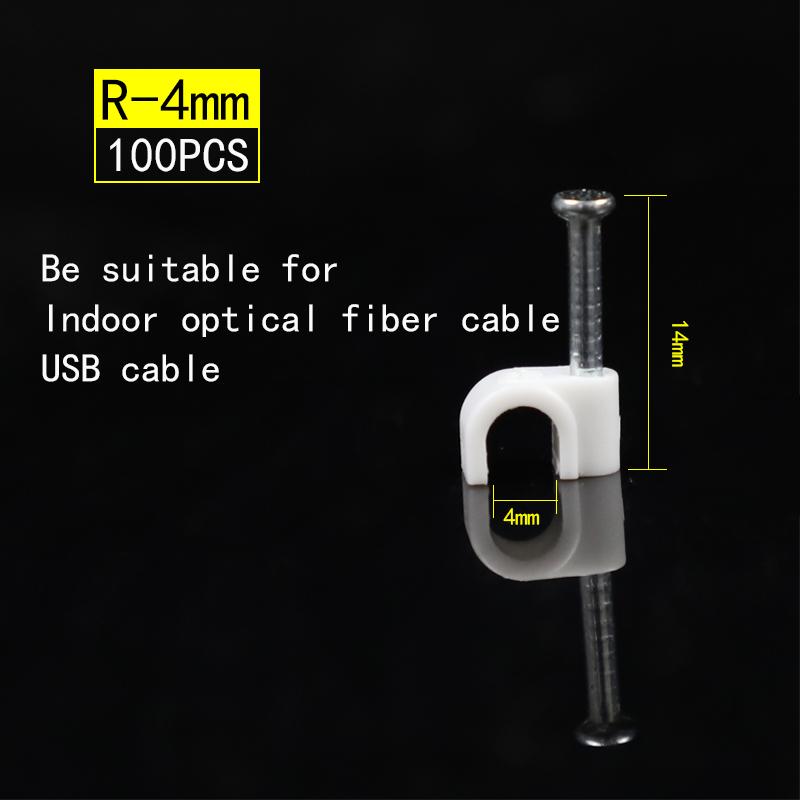 100pcs Cable Clips 4/6/8/10/12/14/16/20mm Cable Wire Clips Nail In Cable Clips Cable Tacks Coaxial Nail Clamps  Nails For Cords