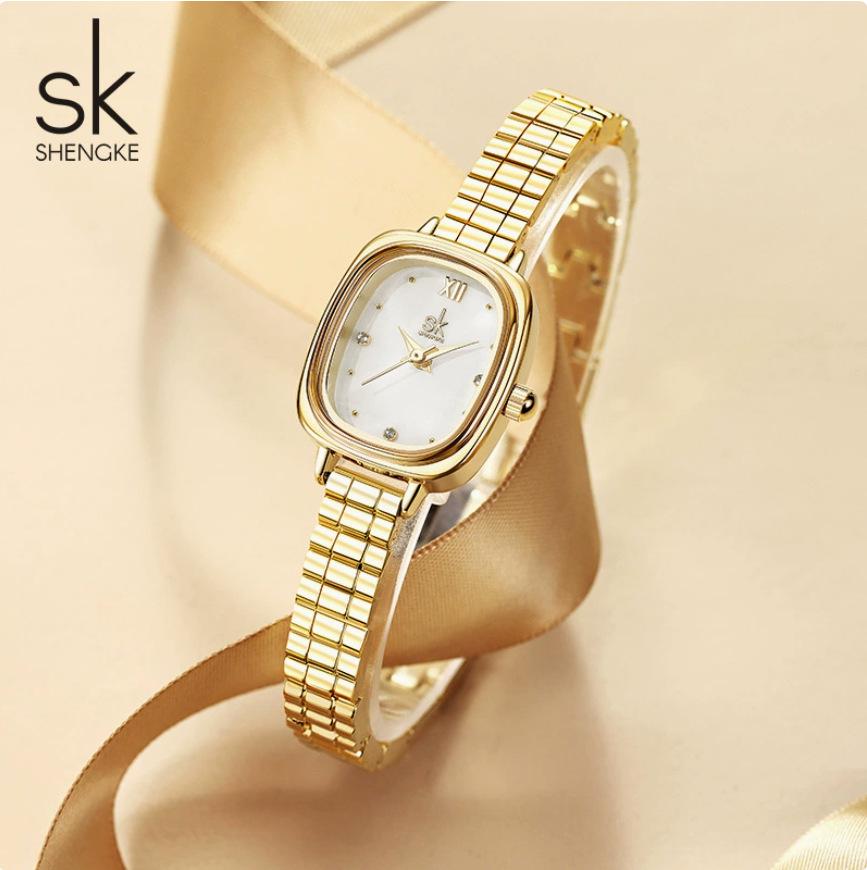 SK Gold Women's Luxury Waterproof Quartz Watch with Steel Band