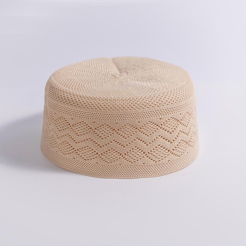 1Pc Men Worship Daily Wear Polyester Soft Muslim Breathable Prayer Hat Religious Flat Top