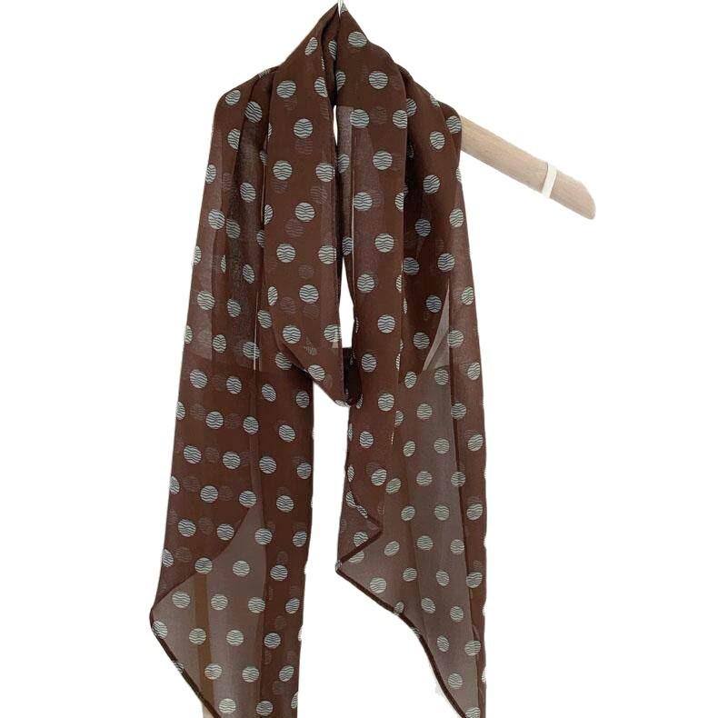 Black polka dot long silk scarf women's new high-end autumn and winter neck scarf streamer headband belt belt accessories