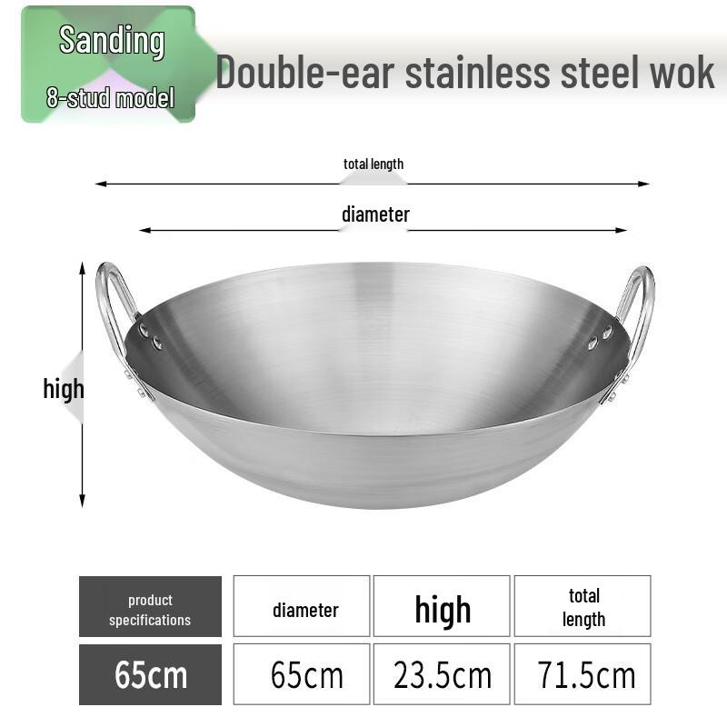 Mr. Jian 65cm Double-Handle Stainless Steel Wok