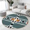 American Indian Style Round Rug Geometric Pattern Floor Mat Boho Soft Non-Slip Home Decor Carpet for Living Room Bedroom