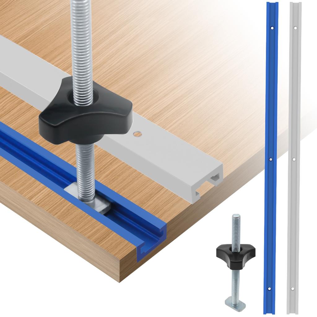 1Pc Double-Cut Profile T Track and T Bolt Knob, Universal T Track for Woodworking, Miter Track Sliding Nut T-Slider T Slot