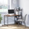 Corner Desk with Storage Industrial Design with Bookcase 3 Shelves Particle Board Walnut Look