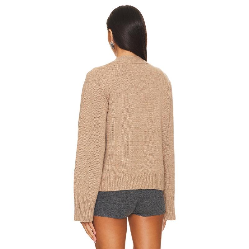 Women's Autumn and Winter V-neck Knitted Cardigan Solid Color Long-sleeved Casual Sweater