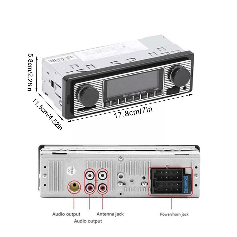 Bluetooth autorádio Vintage Dual Knob MP3 přehrávač FM Classic Car AUX Retro Tuner Receiver Audio Stereo USB reproduktor Příslušenství O9V4