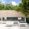 Vidaxl 7-Cz. Garden Lounge Set, Cushions, White, Wood
