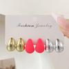 Popular pink water drop earrings set, European and American design stud earrings, 1 pair of versatile earrings.
