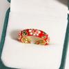 Vintage Colorful Enamel Flower Rings Trendy Geometric Female Minimalist Flower For Ladies Wedding Party Engagement Jewelry Gift