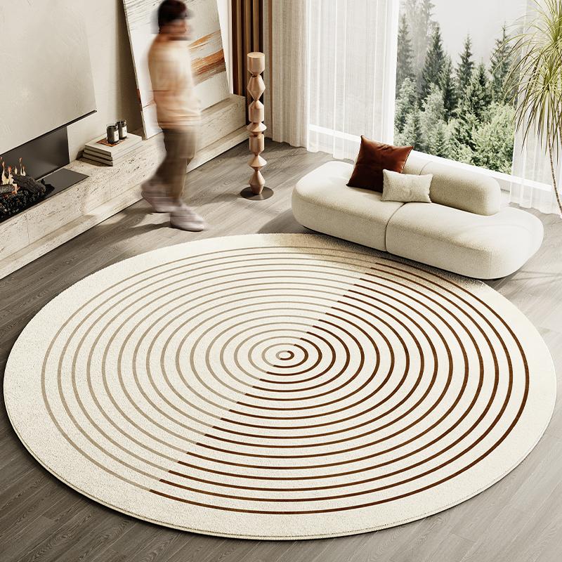 Japanese Style Living Room Decoration Striped Carpet Home Round Anti-slip Mat Thick Washable Lounge Rug Simple Rugs for Bedroom