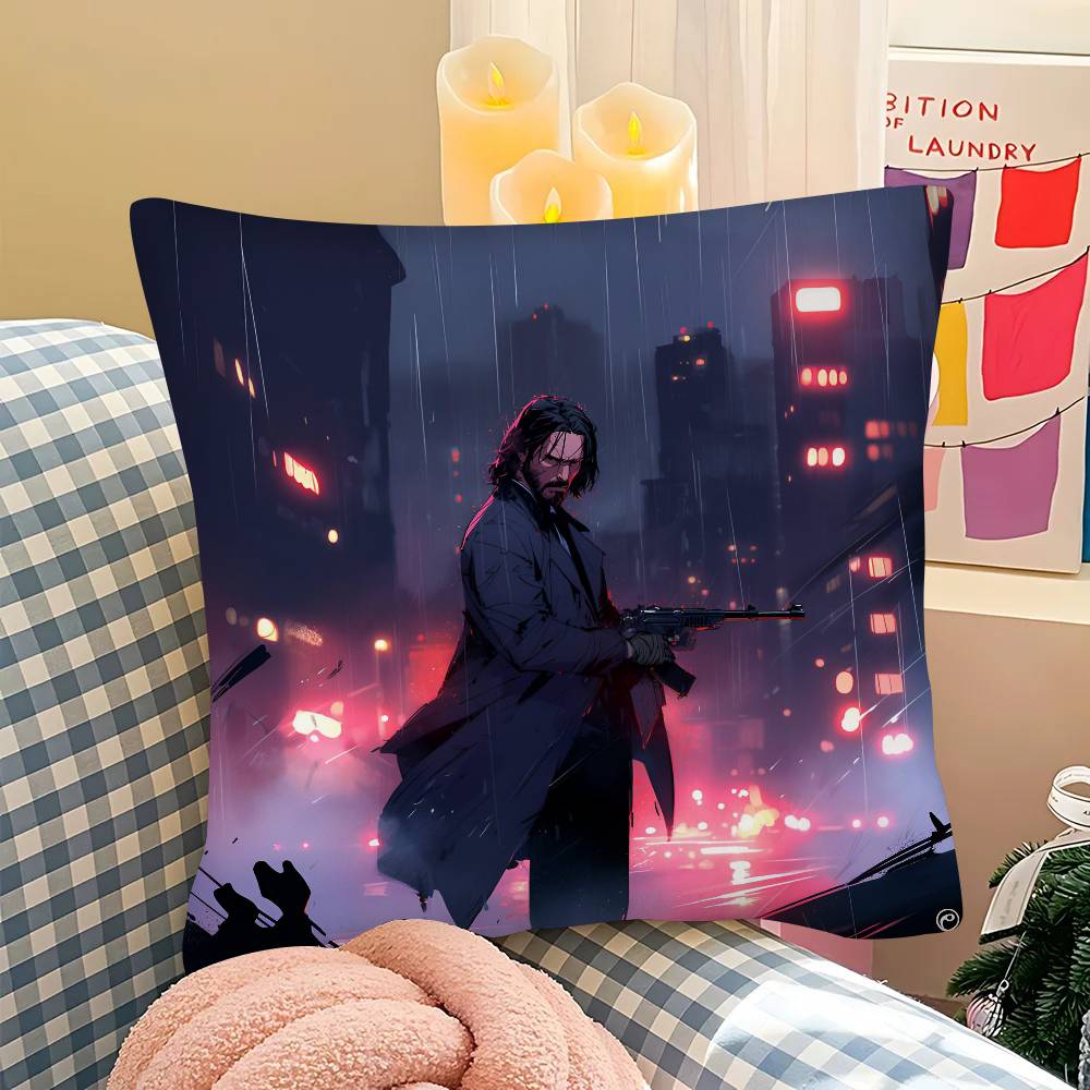 pc Classic Movie John Wick Pillow Case Fashion Square Pillowcase Bedroom Sofa Room Ins Decoration Leisure