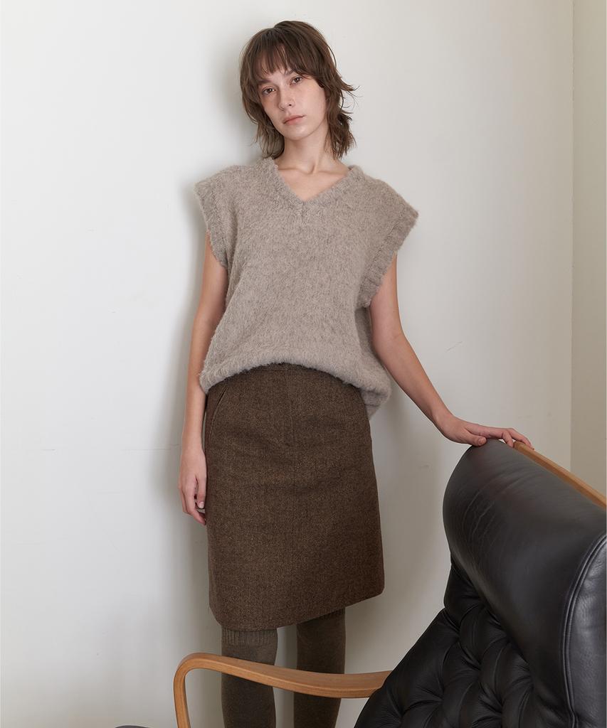 STEP AROUND Brushed Knit Vest_Sand Stone