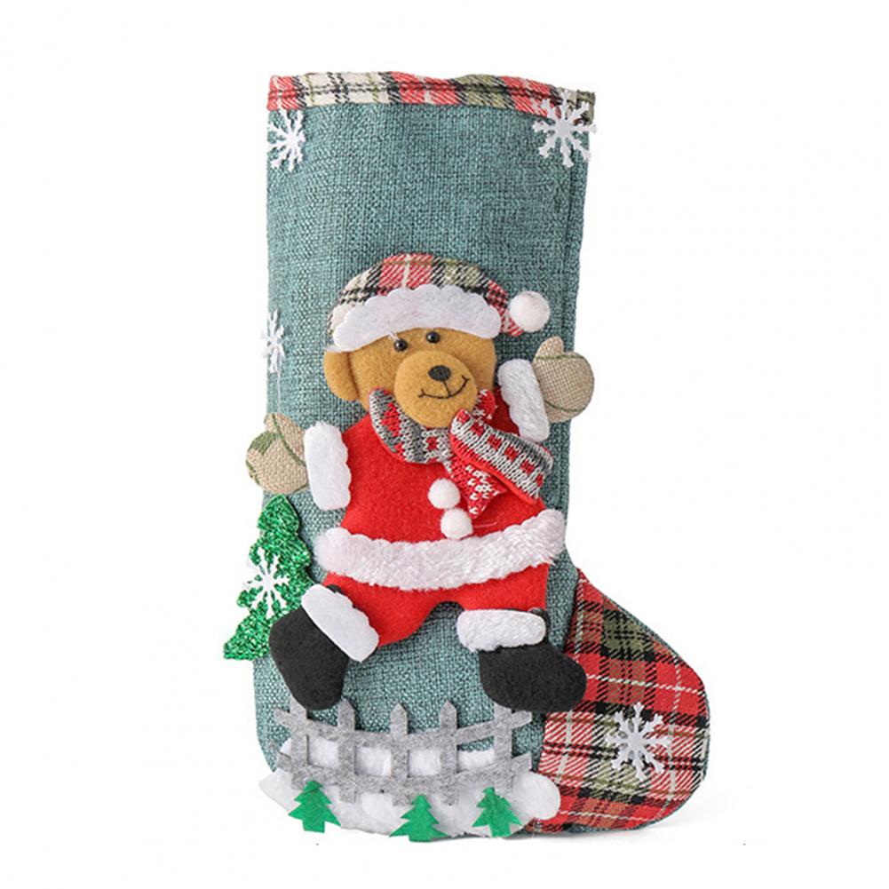 Bright Color Christmas Stocking Soft Christmas Stockings 4 Pcs Burlap Christmas Stockings Set 3d Santa Snowman Elk for Fireplace