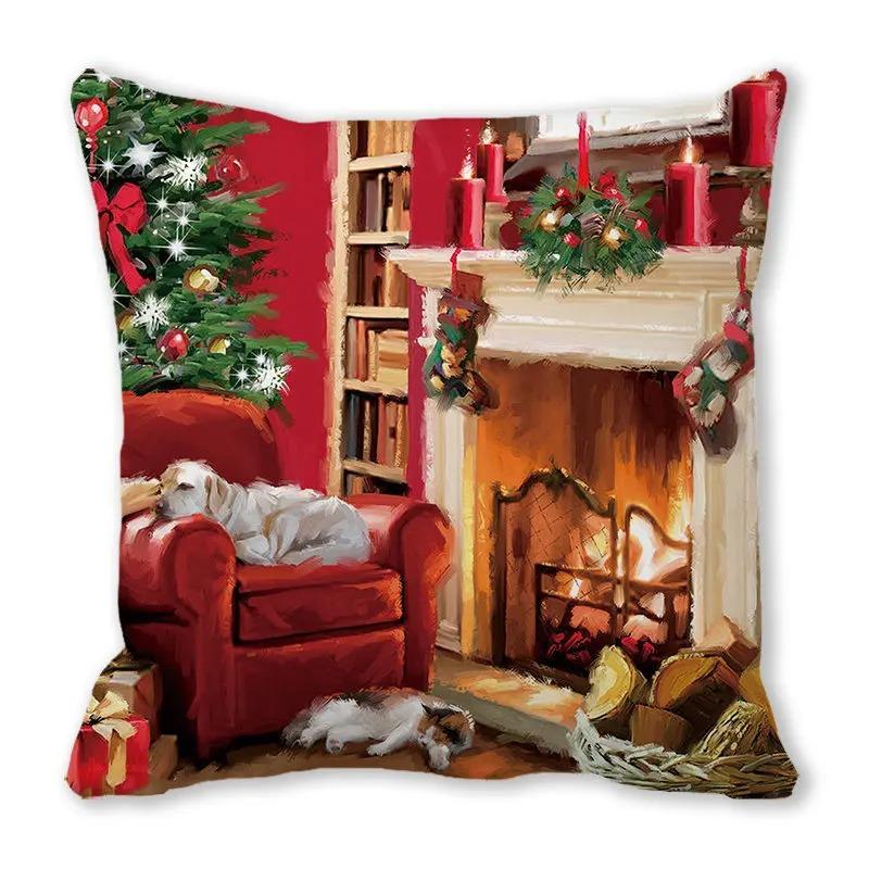 Santa Claus Sleeper Christmas Tree Dog Bunny Decorative Pillow Set Bedroom Sofa Dining Room Pillow Cover
