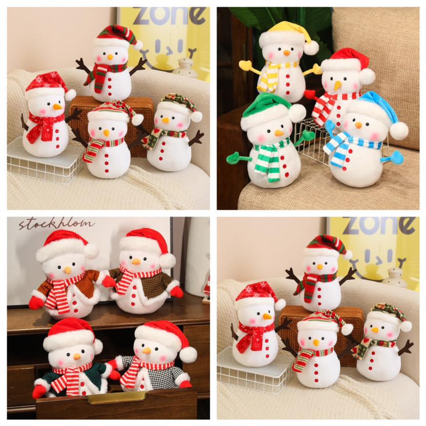 Adorable Plush Snowman Doll For Bedroom Decor Soft Stuffed Toy For Kids Christmas Gift