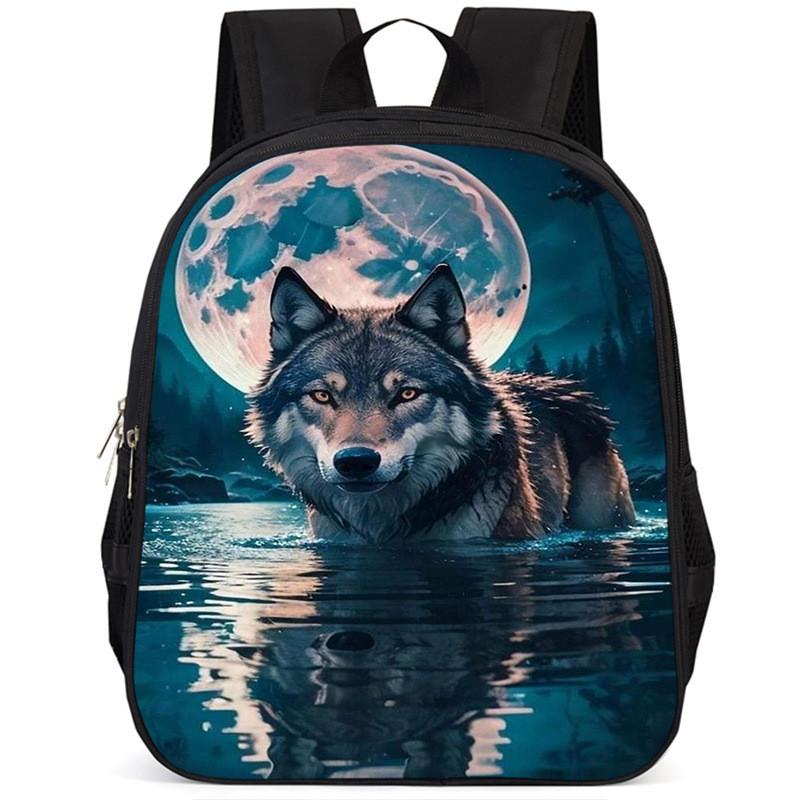Large Capacity Wolf Animal Backpack For Kids Lightweight And Comfortable Oxford Fabric