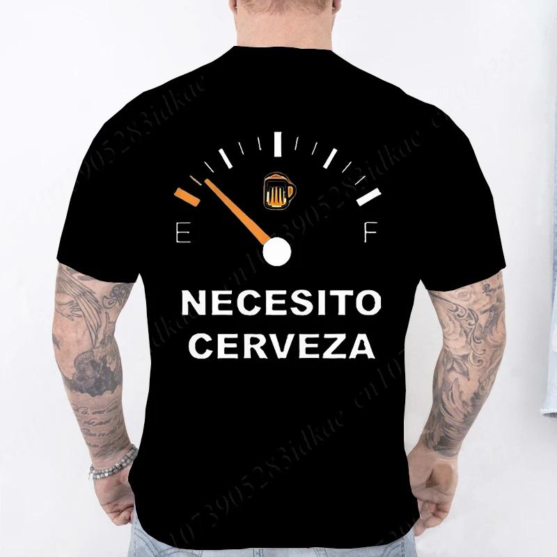 Fashion Casual T-shirt NECESITO CERVEZA Print Men Tshirts Trendy Tee Top Clothes for Summer Drinking Beer T Shirt Fashion Tops