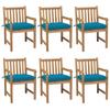 Day and Night - Day and Night Garden Chairs 6 Pcs Solid Teak Wood Light Blue Cushions