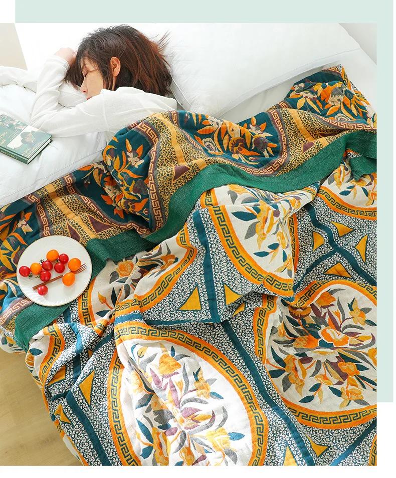 Pătură nordică pentru petrecere a timpului liber, husă de canapea din tifon de bumbac, vară, cuvertură rece, pătură pentru paturi, prosop de canapea, decor moale boho