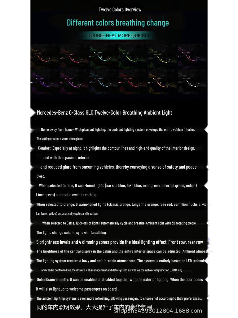 Mercedes-Benz C-Class W205/GLC X253 Ambient Light Mod: 3-Color to 64-Color Gradient Transformation.