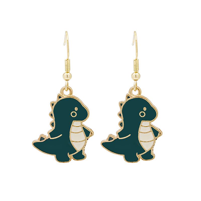 Versatile Green Dinosaur Cartoon Earrings – Cute Summer Design with Girly Charm