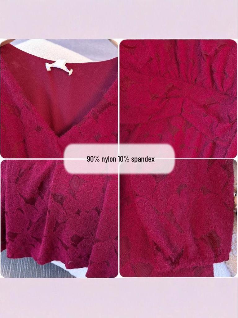 Elastic Velvet Red Toast Dress for Plus Size Women, Spring & Autumn 2025