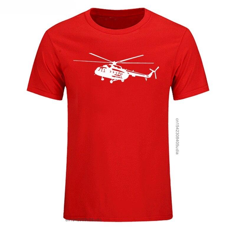 Summer Mens T Shirt Short Sleeve Cotton Print Mi8 Helicopter TShirt Casual Shirt Cool Tees Tops Streetwear Cotton Fabric