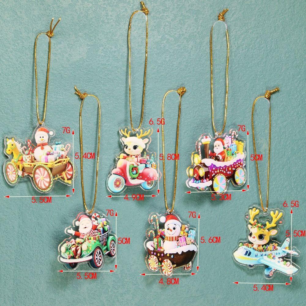 6Pcs Creative Christmas Decoration Pendant Santa Christmas Tree Hanging Ornament Garden