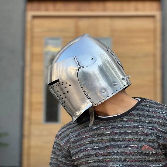 Medieval Close Visor Knight Helmet 18 Gauge Steel Viking Armor LARP Cosplay