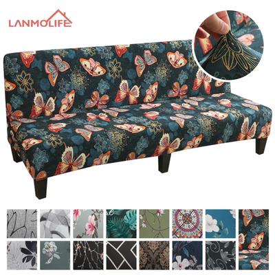 Futon Slipcover Armless Folding Sofa Cover Stretch Elastic Couch Furniture Protector for Foldable Futon Sofa Bed Without Armrest