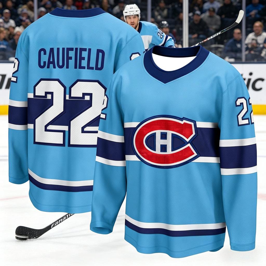 2026 Canadian Ice Hockey Training Suit - Breathable, Drying Fast, Blue Long-Sleeved V-neck Top