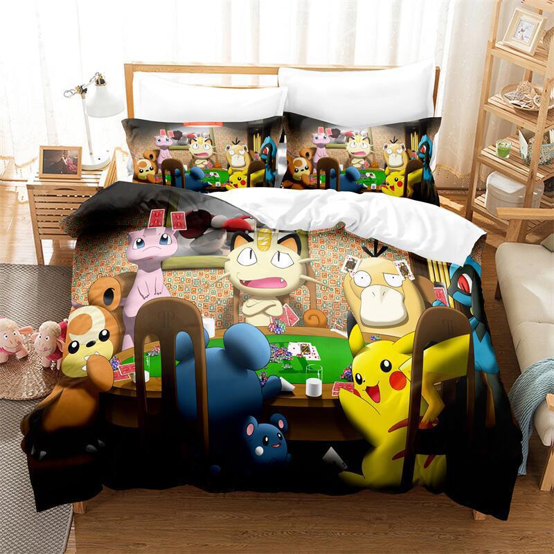 Cartoon Animation Digital Printing Bedding Quilt Cover Microfiber Polyester Cotton Three-Piece Set
