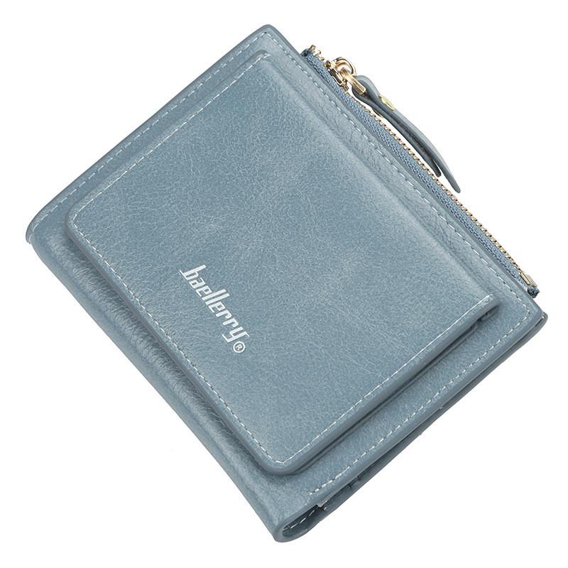 Pu Leather Short Zipper Wallet With Snap Closure For Daily Use