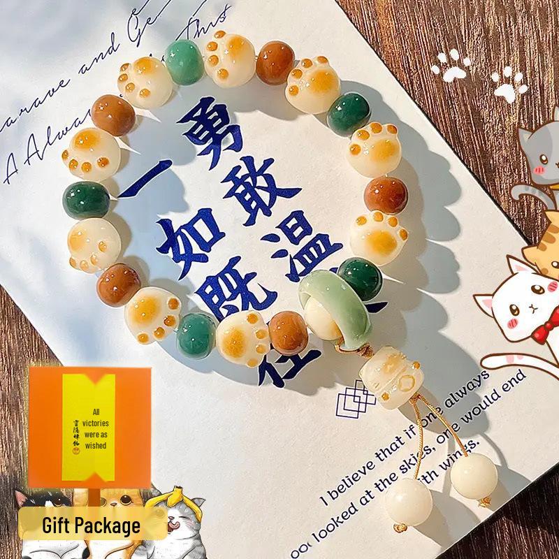 Bodhi Root Cat Paw Bracelet for Sweet Girls
