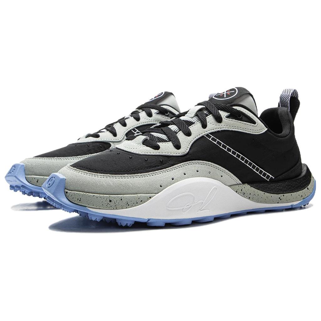 Li Ning Wade 1% Slip Resistant Cushioning Abrasion Resistant Rebound Low Top Basketball Shoes Men's Black Gray ABCV035-7