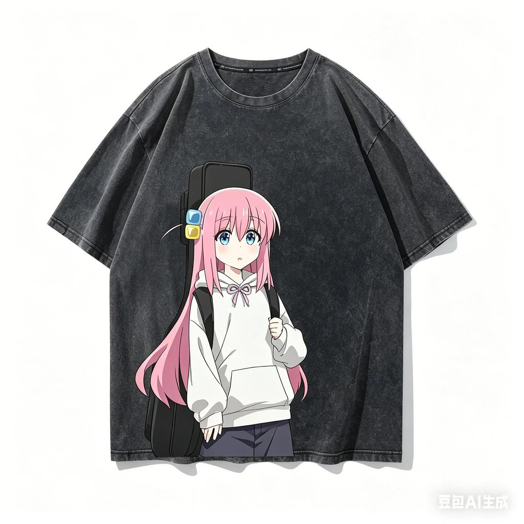 Bocchi der Fels! Anime-Liebhaber Gewaschenes T-Shirt Ganzjahreskleidung Persönlichkeit Kleidung Große Größen Unisex Streetwear Paare Klassisch