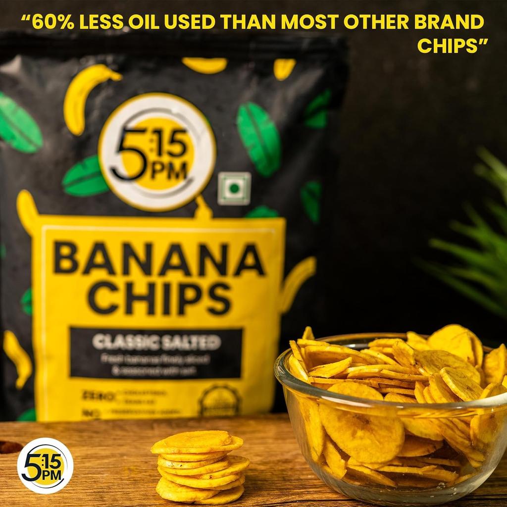5:15PM Kerala Bananenchips 400g X Packung 2er-Packung | Knusprige gelbe Waffeln Snacks Klassischer gesalzener Geschmack